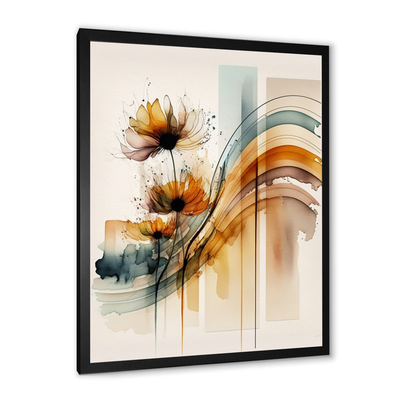 Orange Daisy Flowers Hyperrealistic II - Print on Canvas, Black Picture Framed, 32" H x 16" W