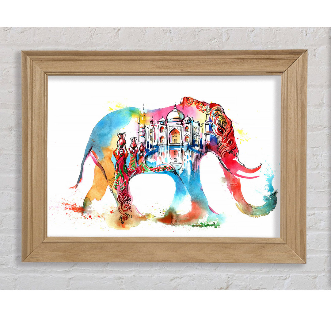 Regenbogen Indischer Elefant - Druck