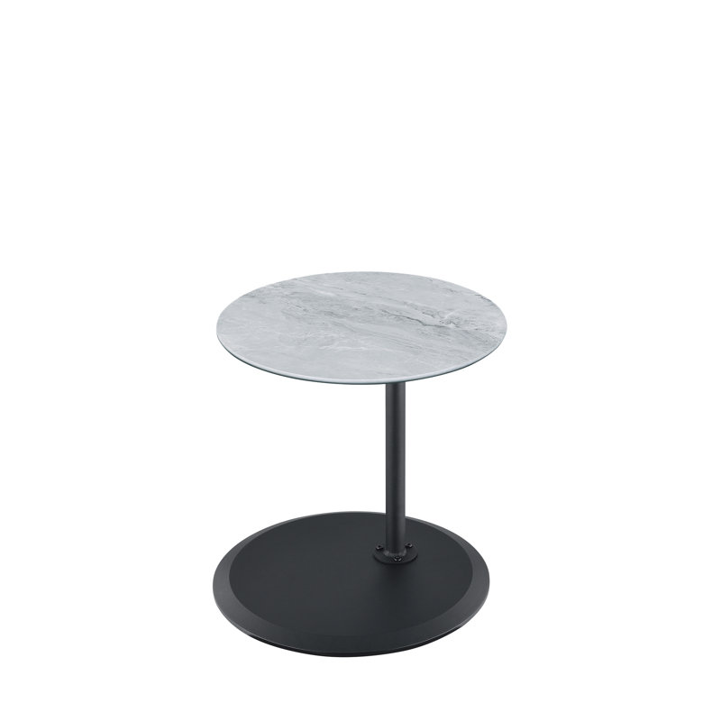 Gray Marble Textured Top 15.5" Orbit End Table With Adjustable Height Option Feature Quality Aspect - Elegant Furnishing Choice Lid Fashionable Piece
