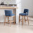 Upholstered Farmhouse Bar Stools, 26" Counter Barstools With Wood Legs For Kitchen Island/Breakfast Bar/Home Pub Set of 4-1384570222