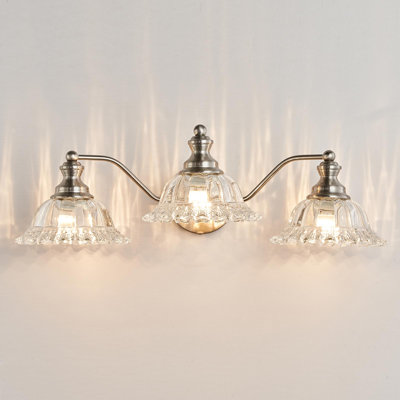 3 Lights Brushed Nickel Vintage Bathroom Vanity Light UL Listed