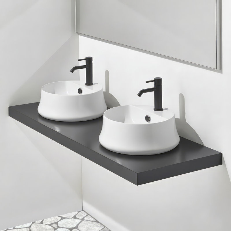 Whitehaus 17" Above Mount/ Vessel Lavatory Basin With Single Faucet Drilling And Overflow
