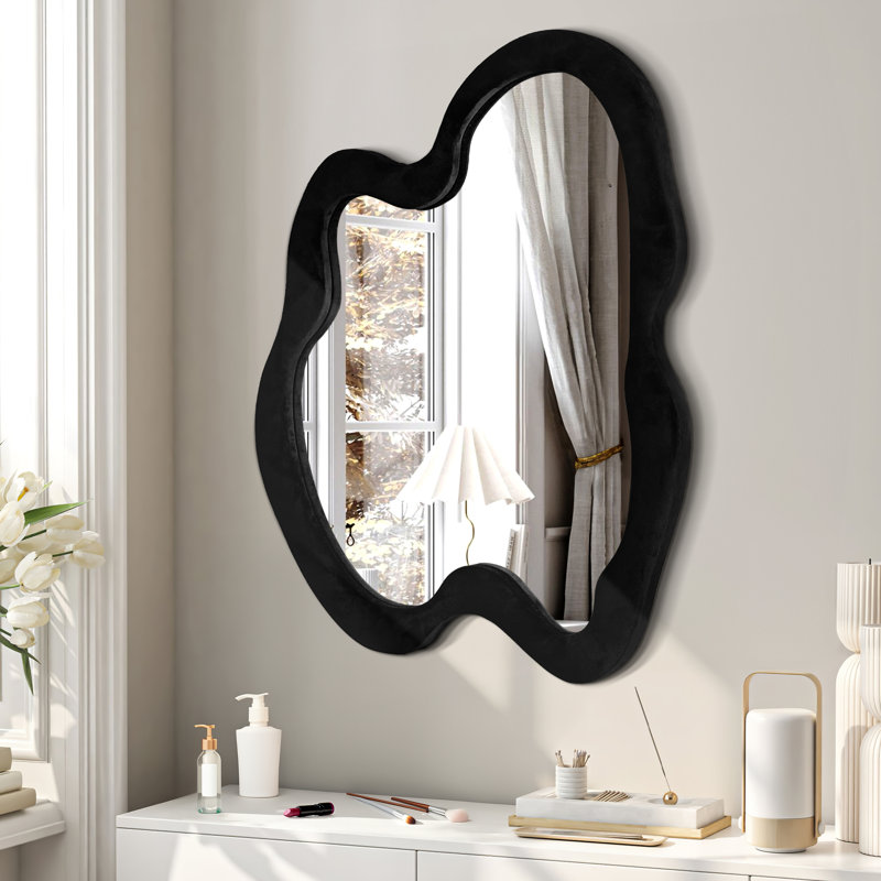 Miroir mural en bois massif, 28 po x 20 po, Noir