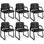 Ensemble de 6 chaises de bureau en cuir avec accoudoirs rembourrés et structure en métal