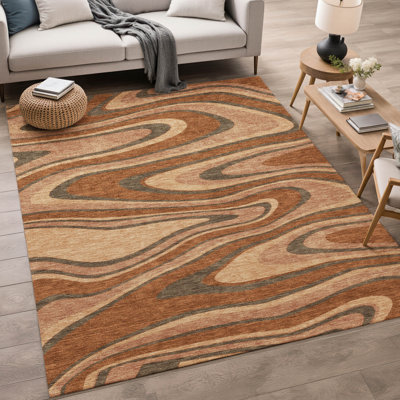 Machine Washable Indoor/Outdoor Chantille ACN2493 Abstract Rug