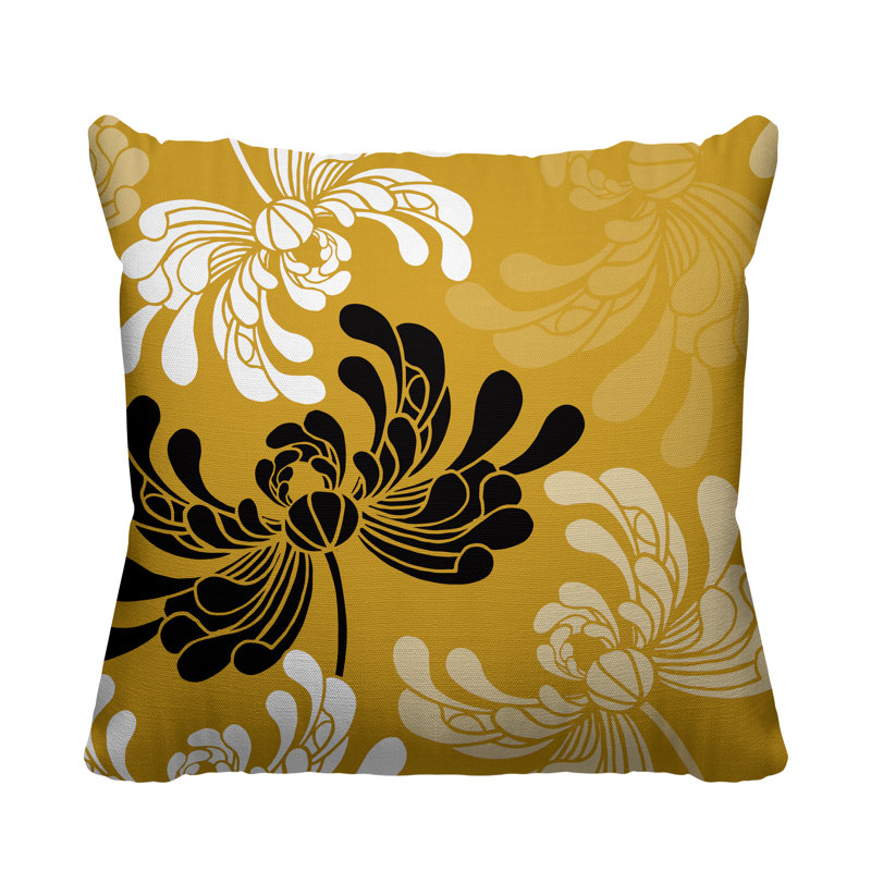 Coussin décoratif intérieur / extérieur Marilyn, 15 po x 15 po, Jaune, Carré