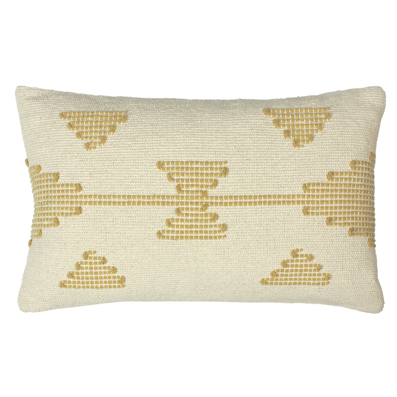 Geometric Rectangular Lumbar Cushion, Honey, Polyester