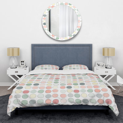 Ensemble de housse de couette en microfibre blanc / vert / rose clair 2 pièces