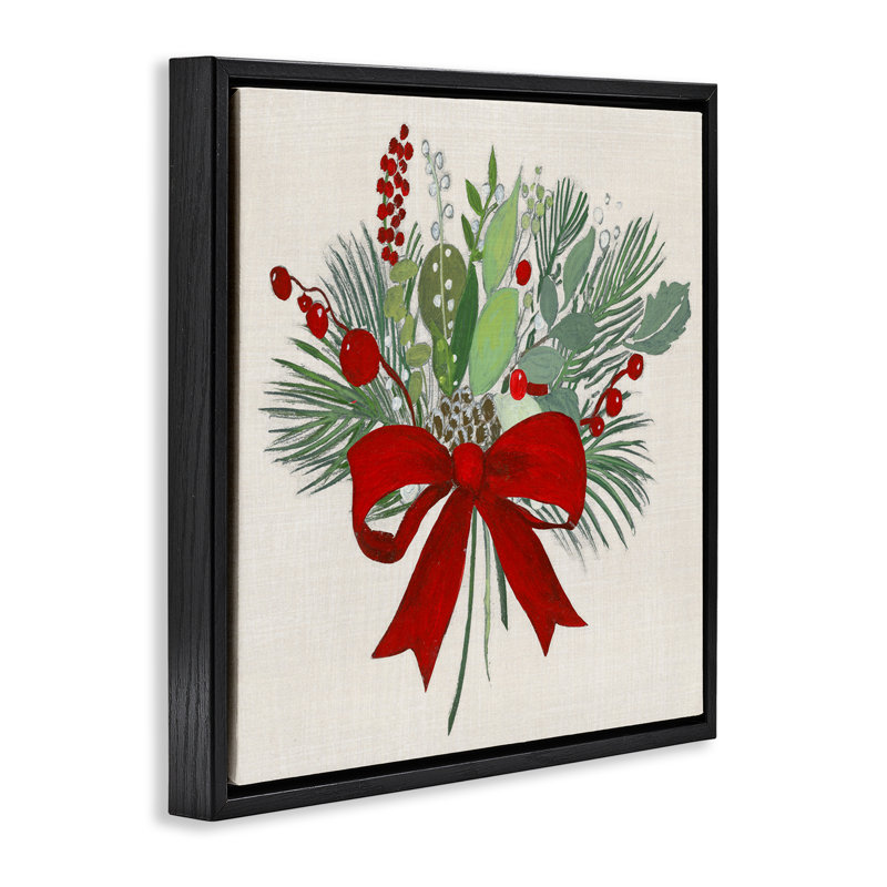 Cadre flottant Merry Berry Bow, design par Tava Studios, Cadre flottant noir de jais, 18" H x 18" W