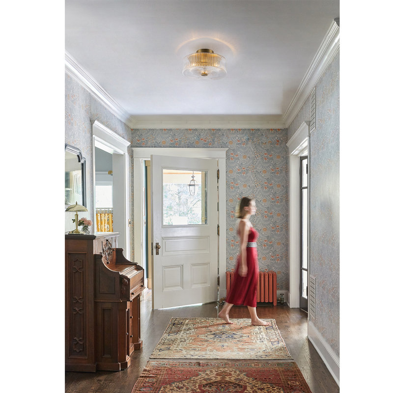 Glass Semi Flush Mount, Gold