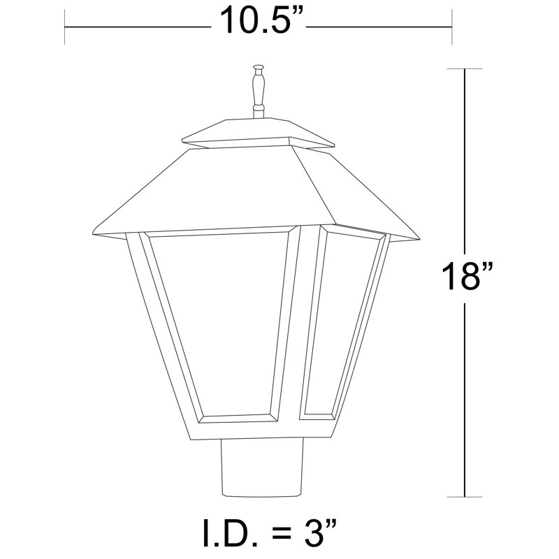 Colonial Post Top Fixture with Frosted Beveled Lens 3000K, White
