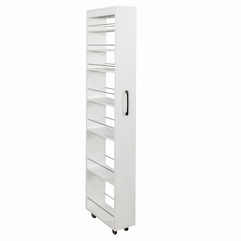 Étagère ouverte 7 côtés à un seul niveau pour le salon, espaces étroits, H 70,89 po x l 7,89 po x P 17,74 po, Blanc