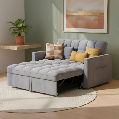 Jalena 51" Upholstered Convertible Pull Out Sleeper Sofa Bed