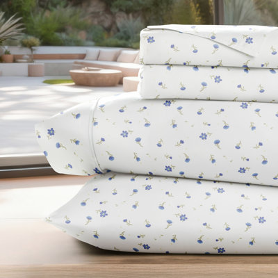 Ensemble de draps en microfibre douce à motif floral 4 pièces
