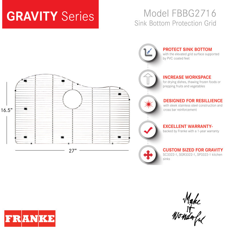 Gravity 27" x 17" Sink Grid