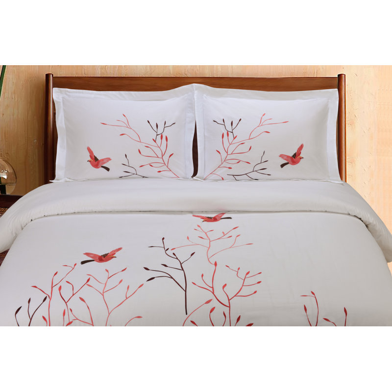 Cotton Sateen Duvet Cover, Full Duvet Cover + 2 Standard Shams, Red