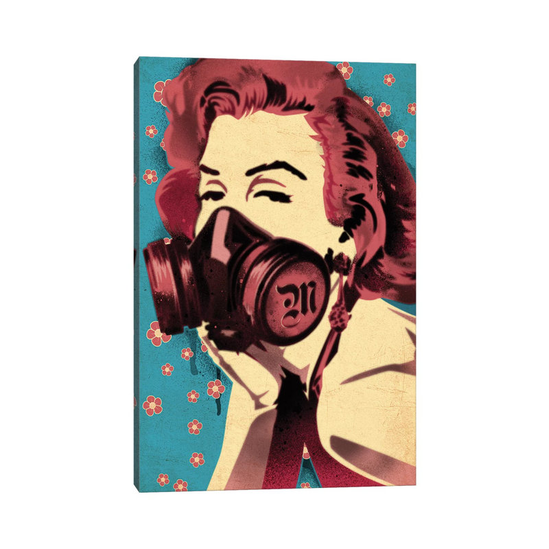Marilyn Monroe Gas Mask Flower - Wrapped Canvas Print, 66.04 cm H x 45.72 cm W x 1.91 cm D
