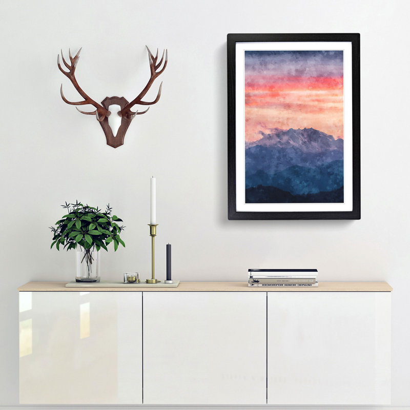Swiss Mountain - Framed Print, 63cm H x 45cm W x 2cm D, Black Framed