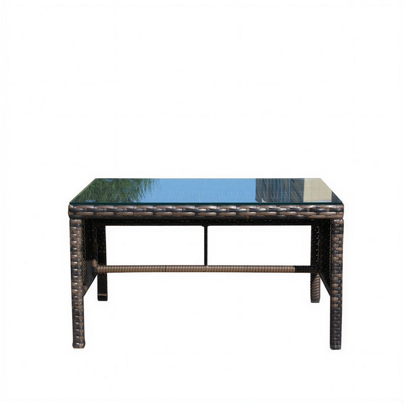 Outdoor Patio Coffee Table with Glass Top