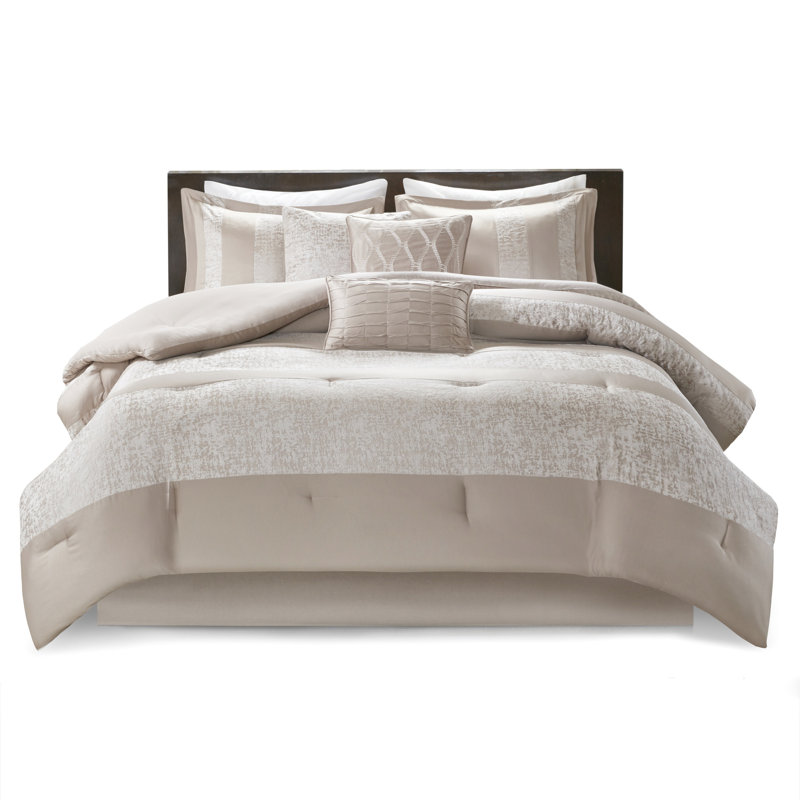 Très grand lit en chenille de luxe - taupe 7 pièces