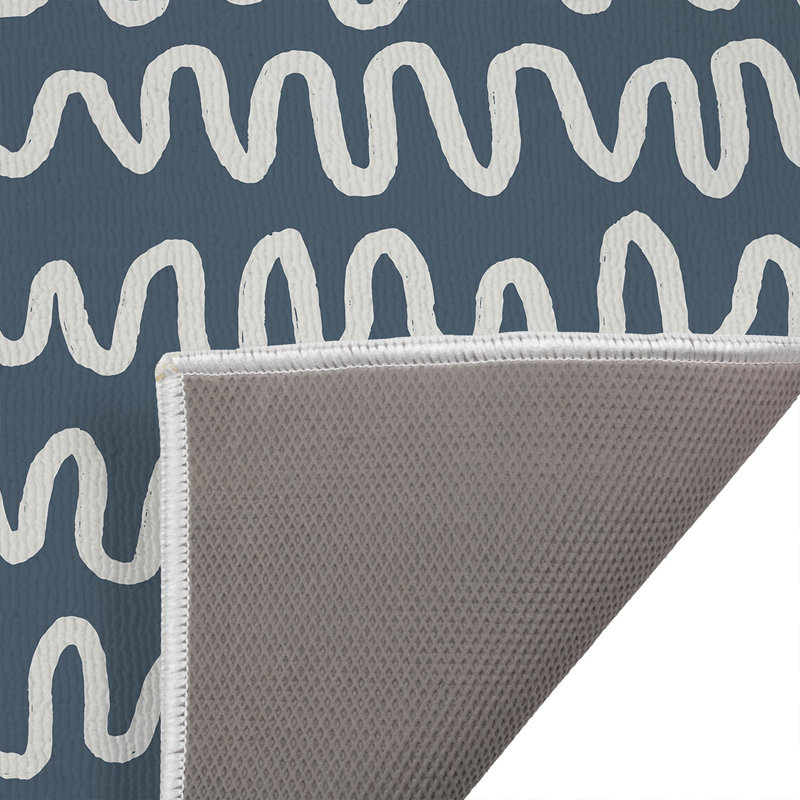 Wiggle Stripe Outdoor Doormat, 17" W x 24" L, Blue