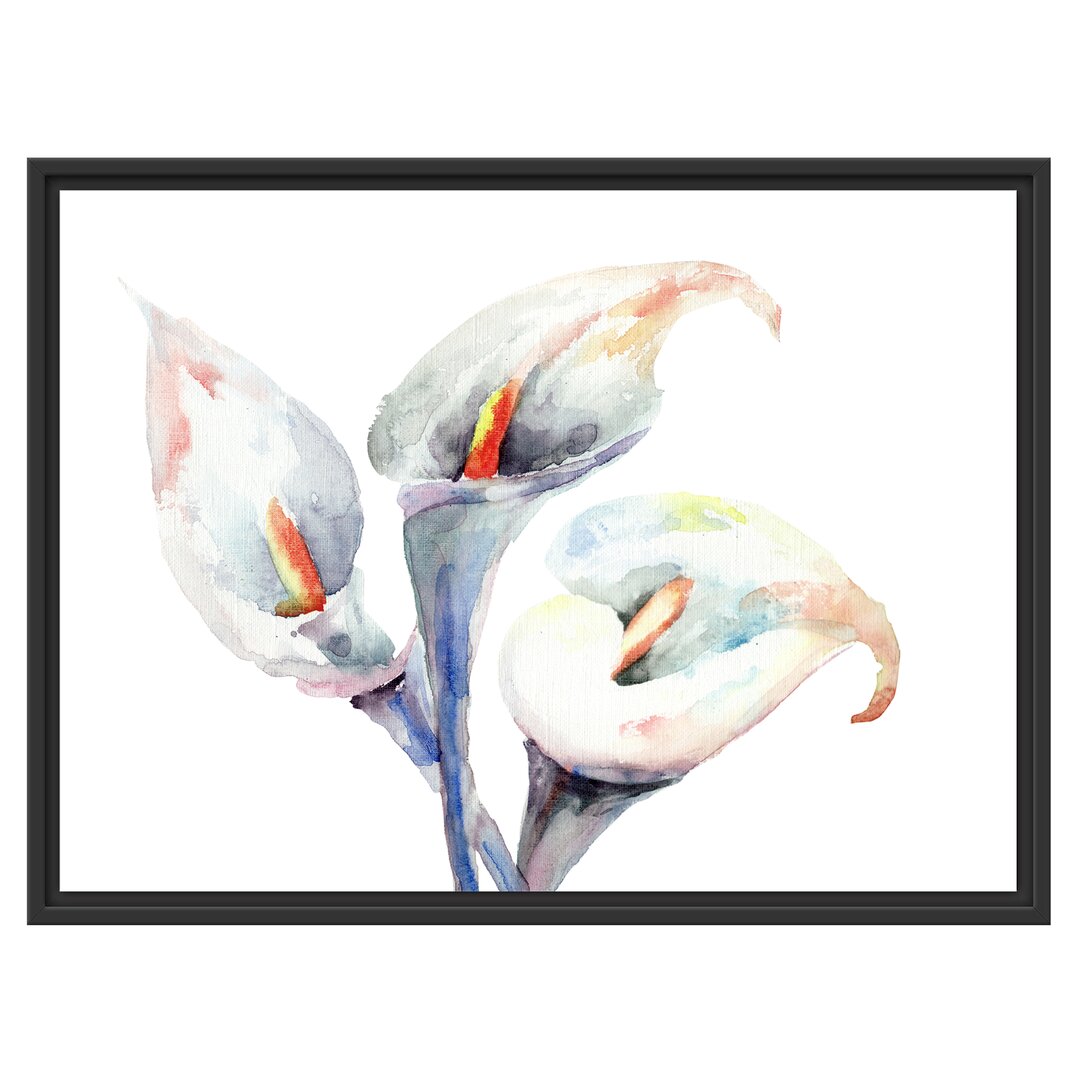 Gerahmtes Wandbild Aquarell Blüten Callas Kunst