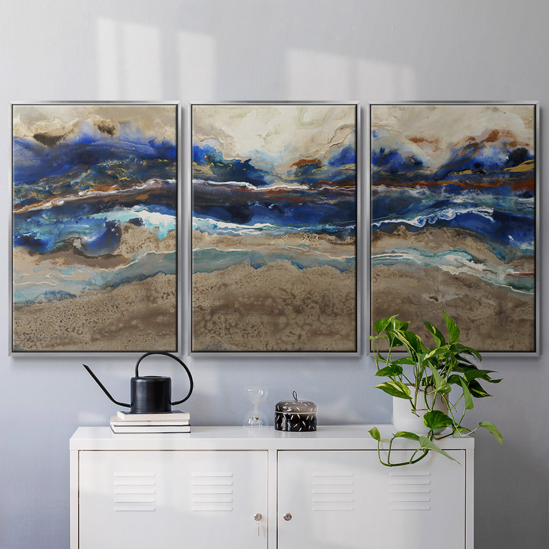 Rip Curl - 3 pièces, reproduction encadrée sur toile, Argent, H 40 po x l 78 po x P 2 po