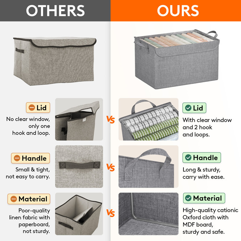 Fabric Storage Boxes 6 Pcs, Stackable Storage Bins With Clear Lids, Foldable Oxford Cloth Cube Closet Organizer Baskets, Clothes Containers For Towels, Blankets, Books, Light Grey-medium