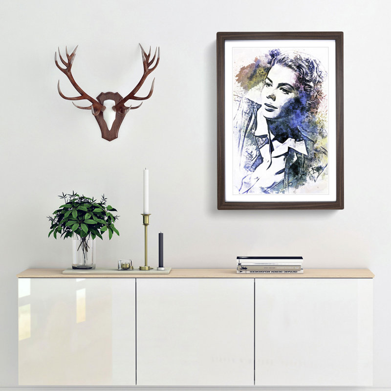 Ingrid Bergman in Abstract - Framed Print, Walnut, 91cm H x 60cm W x 2cm D