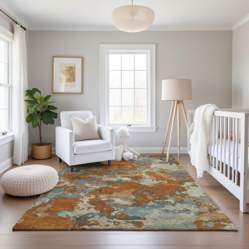 Premium Machine Washable Kumbhar AMF1381 Modern Rug, Rectangle 8' x 10'