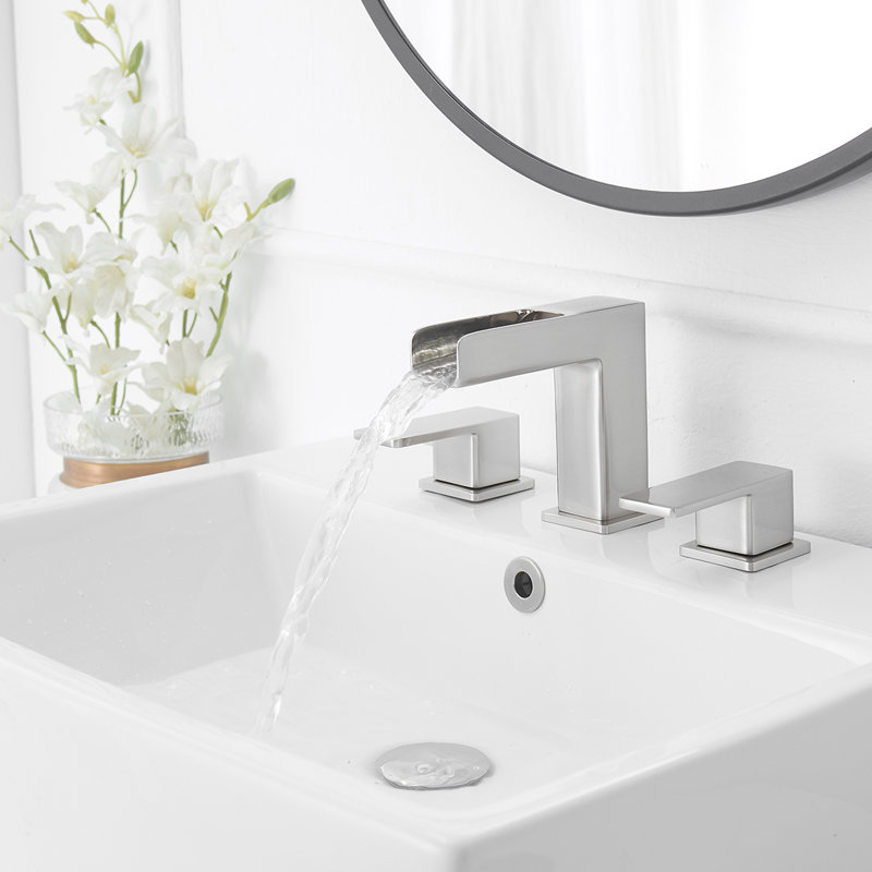 Widespread 2-handle Bathroom Faucet with Drain Assembly, Brushed Nickel