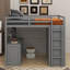 Lit mezzanine simple avec tiroirs, bureau et garde-robe-1316351450