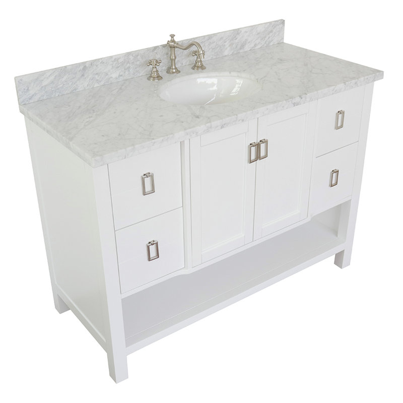Wilhoit 49'' Single Bathroom Vanity with Top, White/White Carrara