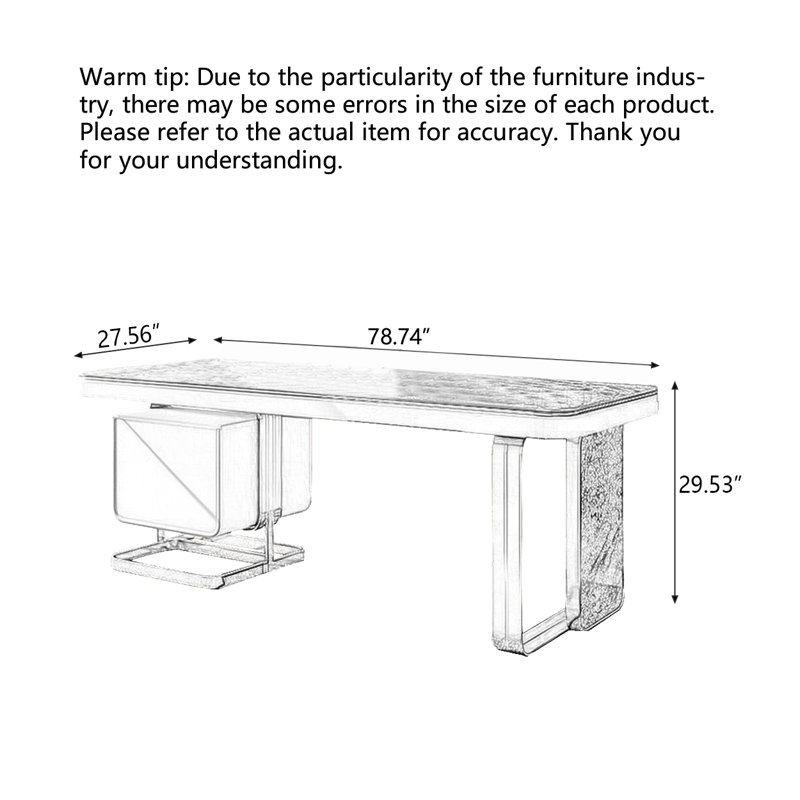Bureau luxueux haut de gamme, H 29,53 po x l 78,74 po x P 27,56 po