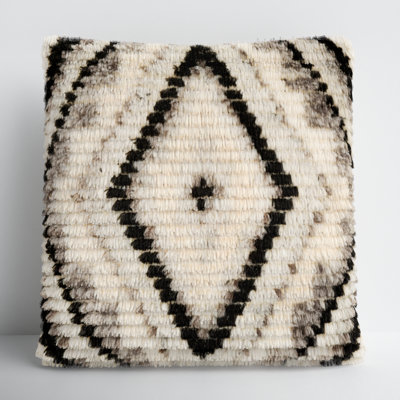 Cyan Geometric Wool Throw Pillow