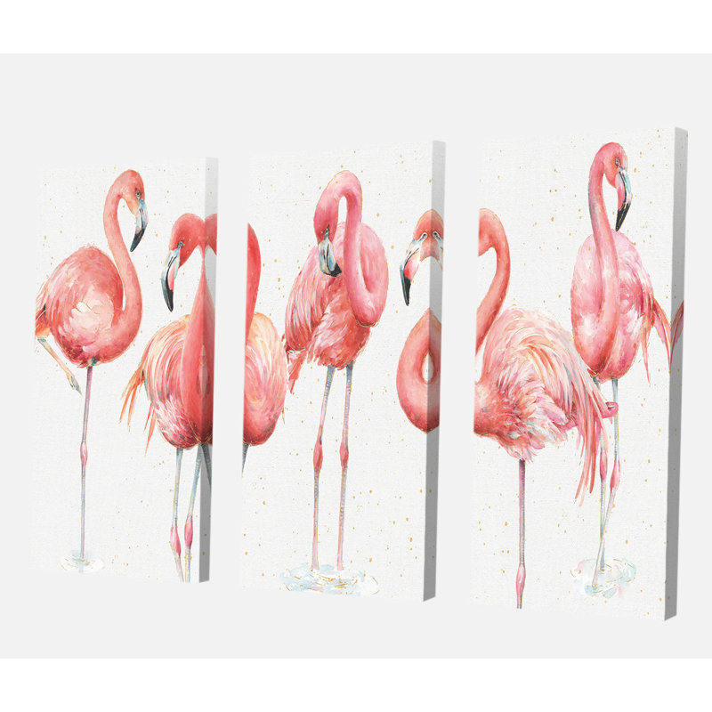 Ensemble de 3 peintures florales roses et roses, H 32 po x l 48 po x P 1 po