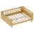 Convertible Wood Bed with Removable Safety Rail, Low Platform Bed for Kids Transition Sleep, Full Size, Natural-1159953223-1164367730