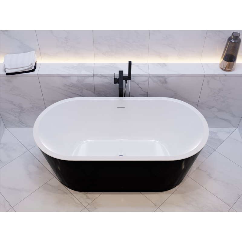 Chand Series 59" Black and White Acrylic Freestanding Bathtub