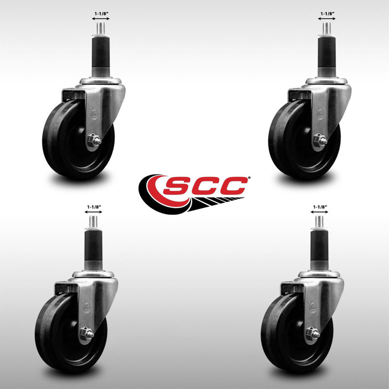Ensemble de roulettes extensibles pivotantes de 4 po à 1 1/8 po avec frein SCC