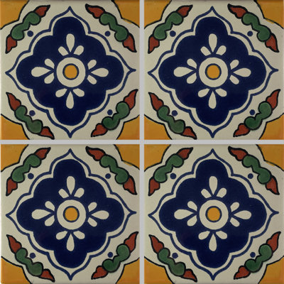 6" x 6" 4pcs TalaMex Guadalajara Talavera Mexican Tile