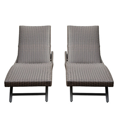 Chaise longue d'extérieur en osier 2 pièces