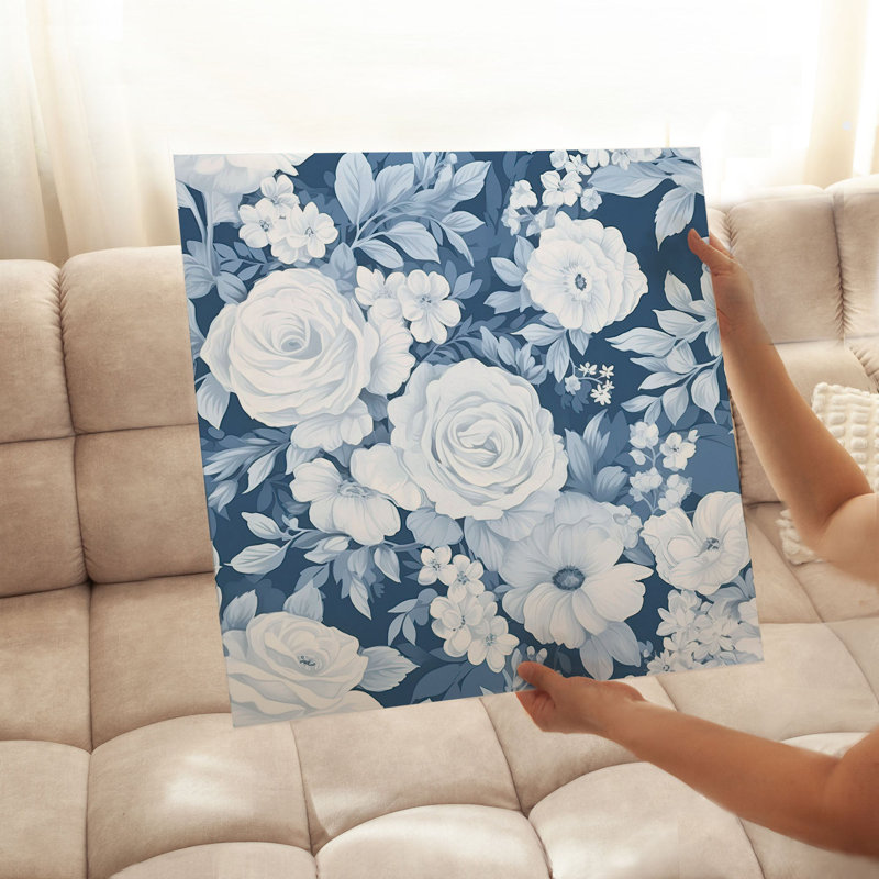 «Floral Winter Blue Flowers IV», reproduction d'art non encadrée, H 20 po x l 20 po