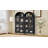 73 in Arched Metal Storage Cabinet with Glass Door,2 Adjustable Shelves,Rustic Display Unit for Kitchen Pantry, Living & Dining Rooms,Dark Black​​ with Legs