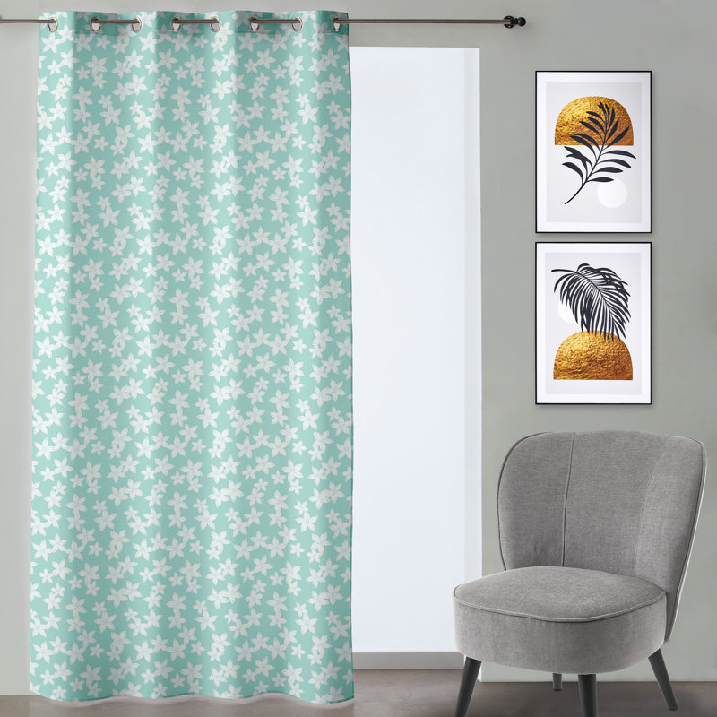 Elsfield Cotton Blend Semi Sheer Curtain Single Panel, Green