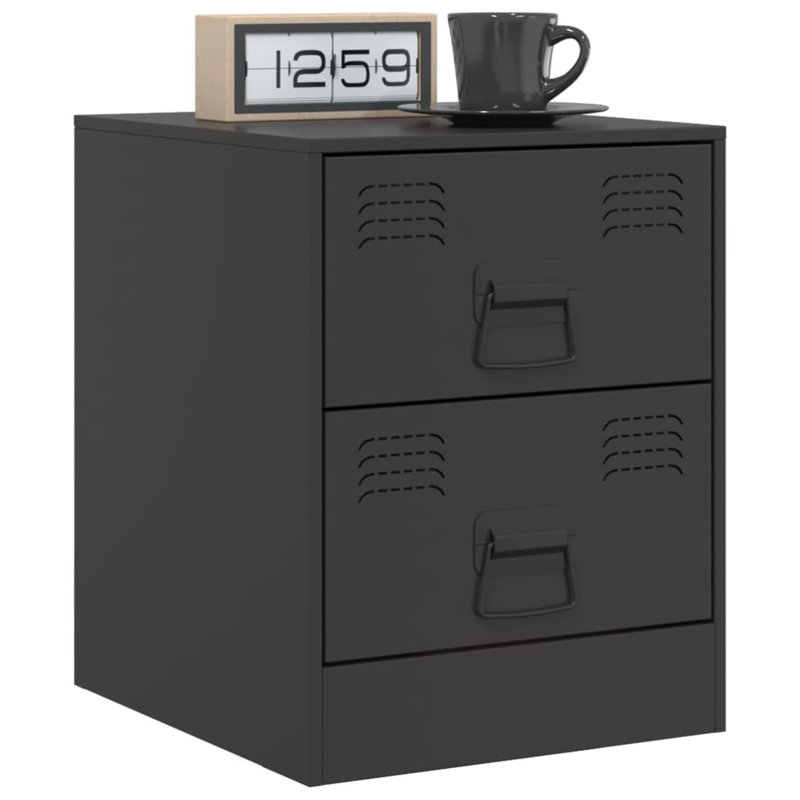 34.5cm W Steel Bedside Table, Black, Set of 2
