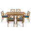 Ensemble repas d'extérieur en bois d'acacia 7 pièces 67,75 "-85,43" avec coussins et table extensible, teck-131279675