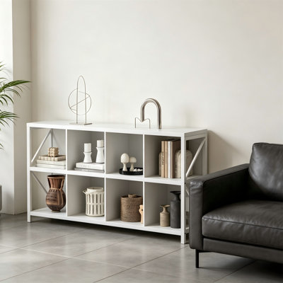 8-Cube Storage Bookshelf, Horizontal, 63" W, White