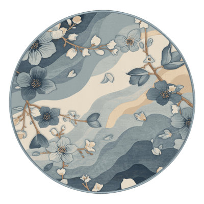 Tapis floral moelleux et doux à motif de pétales de fleurs de cerisier Esmont