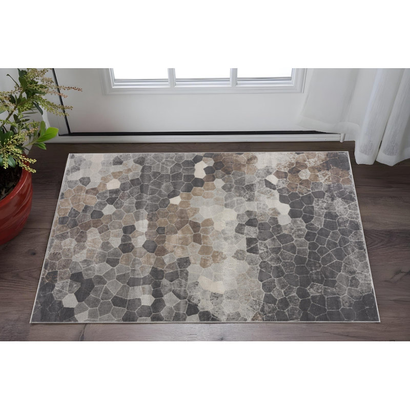 Tapis gris anthracite et pavé gris 2 pi x 3 pi