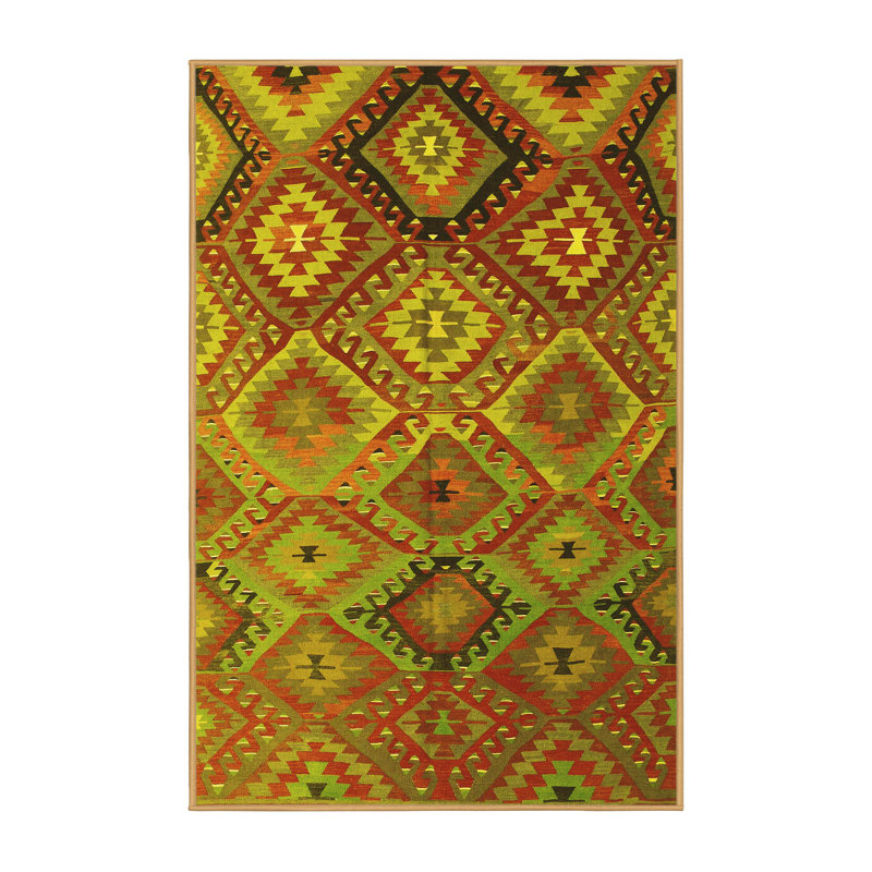 Tapis contemporain 841 jaune lavable à la machine, Rectangle 4 pi x 6 pi